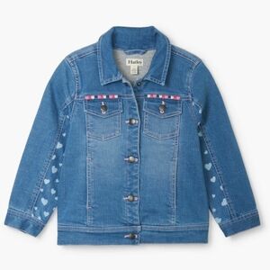 HATLEY Cluster Terry Lined Hearts Embroidered Denim Jacket